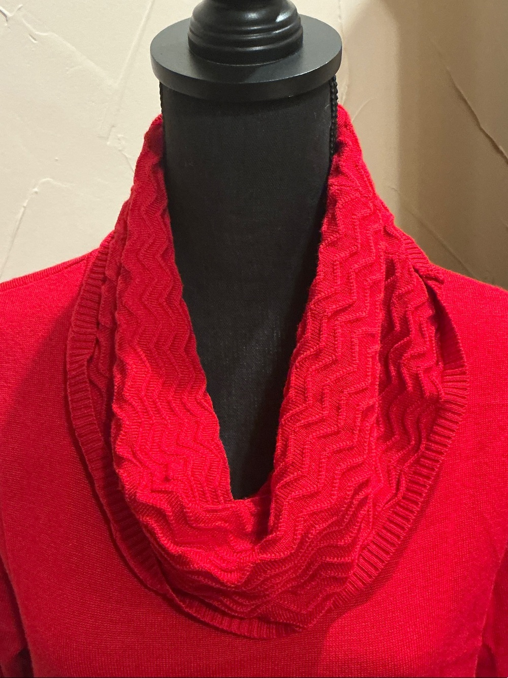 Melissa Paige Vibrant Red Chevron Cowl Sweater